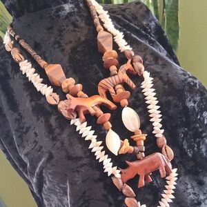 Handcrafted Brown Wooden Animal Pendant Necklace - Women Jewelry